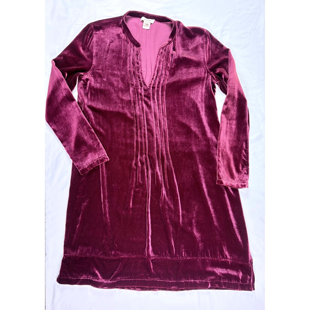 Sundance Tunic Dress S Silk Blend Velvet Pintuck Boho Rich Jewel Whimsigoth Luxe - Picture 7 of 8